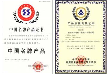 西安泰富西玛电机荣誉证书。